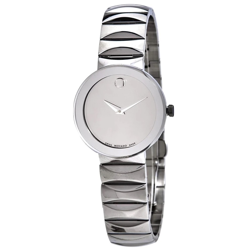 Movado Sapphire Silver Mirror Dial Ladies Watch 0607213